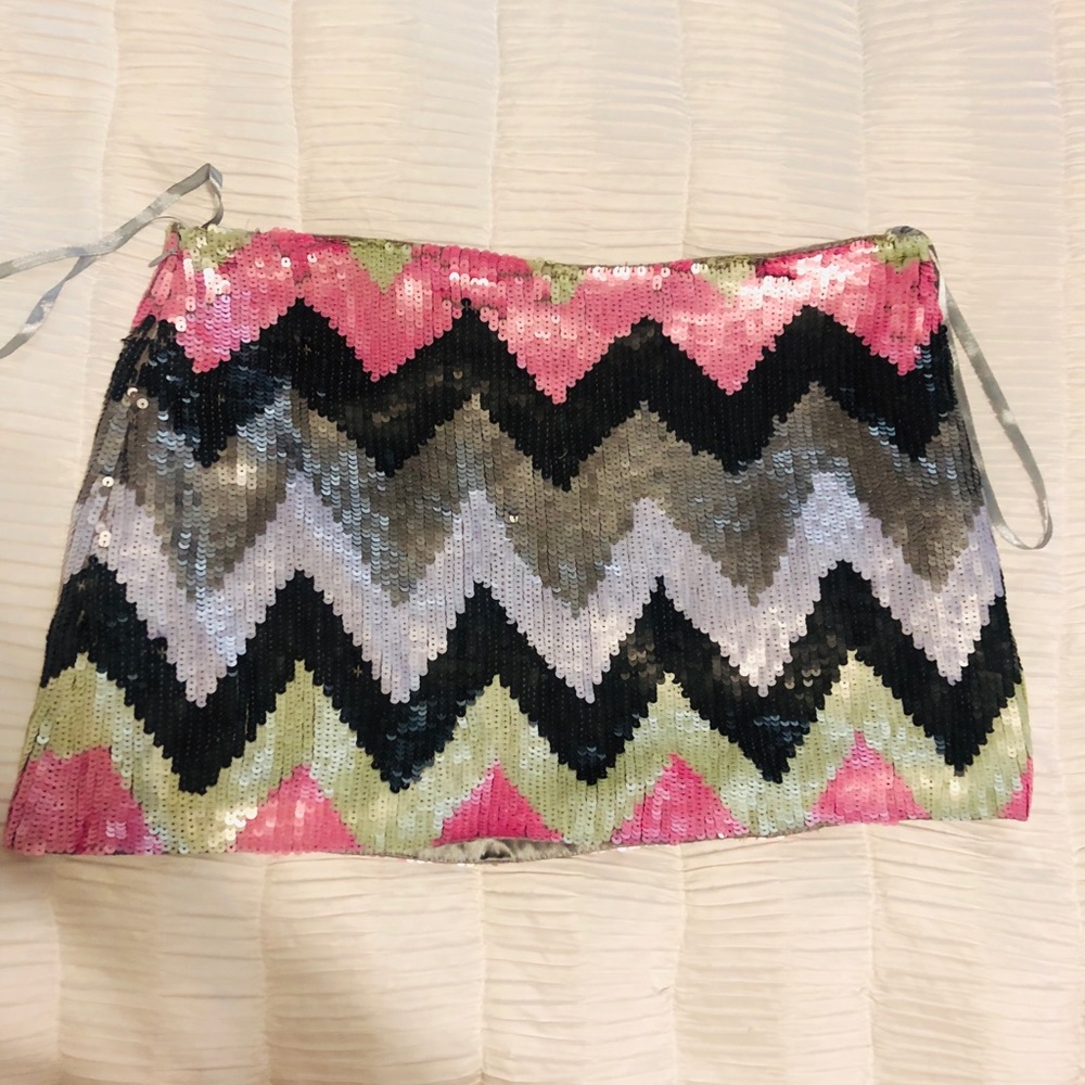 Parker Zig Zag Sequin Mini Skirt